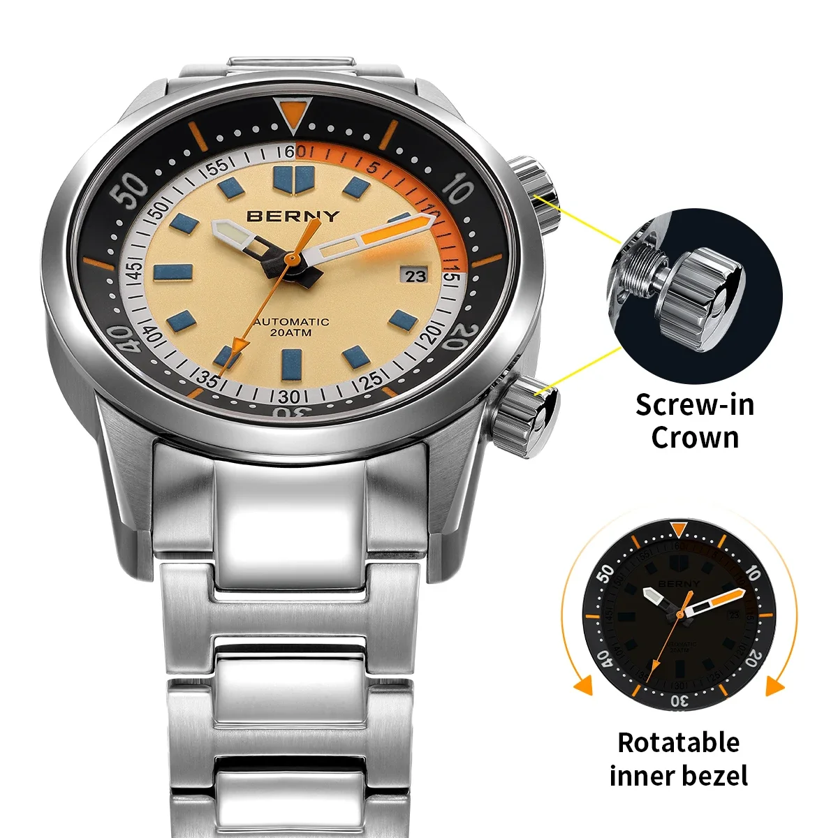 BERNY Orologio Al Quarzo Unisex Moda – Cassa Ultrasottile, Cinturino In Acciaio Mesh A Sgancio Rapido, Impermeabile 5ATM