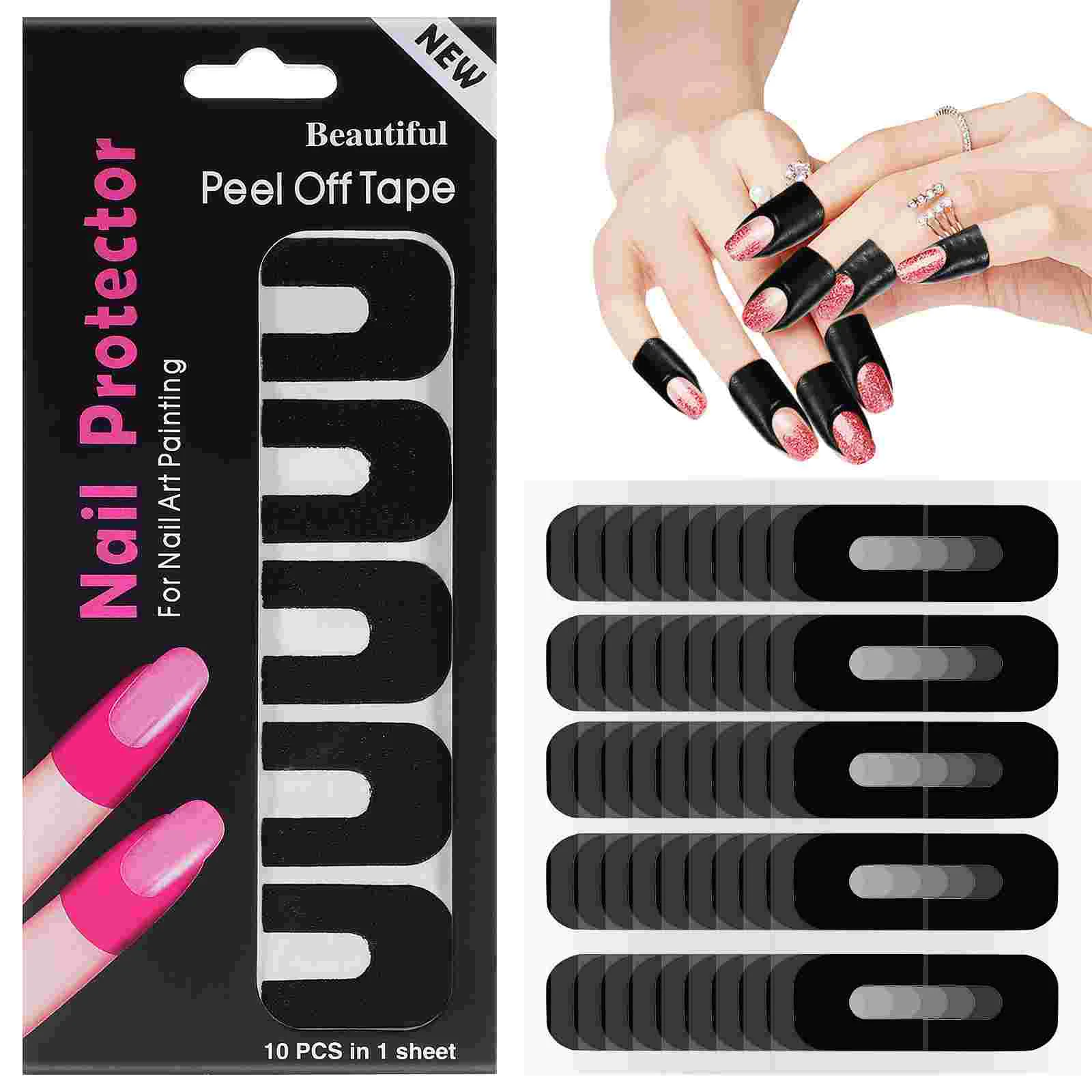 

Nail Polish Protector Sheets Fingers U-Shape Nail Tape Polish Guards Nail Arts Plastic Peel Off Sticker Cuticle Protectors