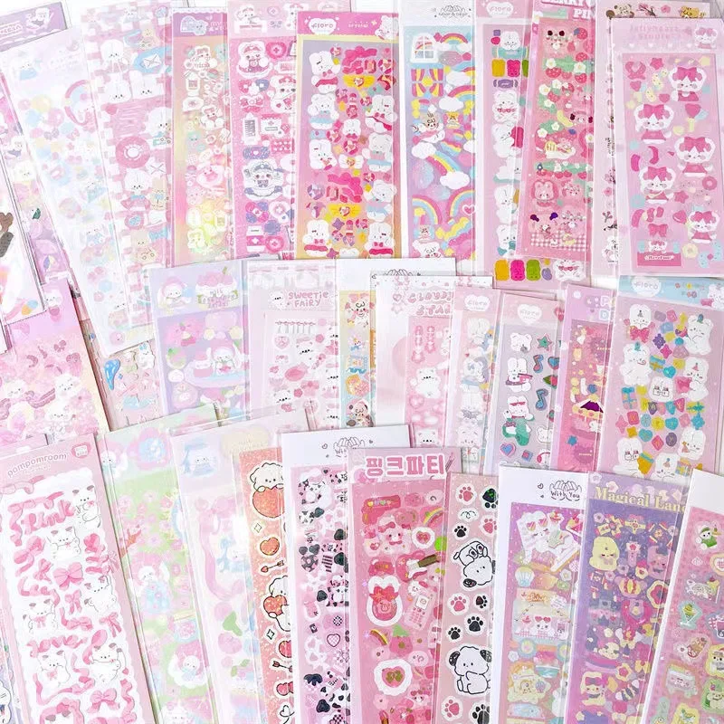 10pcs/20pcs/30pcs/40pcs Random Sticker Pack Laser Decorative Kawaii Album Stickers Korean Stationery DIY Material