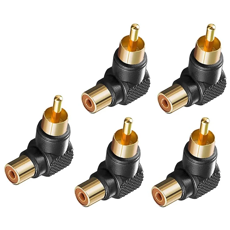 금도금 L자형 로터스 Rca 직각 엘보, 암수 변환 플러그, 90 도