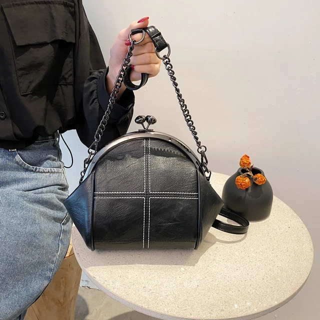 New Vintage Two Straps Shell Lock Bag Bags Chain Women Shoulder Crossbody  Bags PU Leather Tote Women's Handbags Purses - AliExpress
