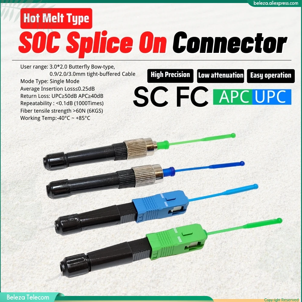 

Hot melt 10pcs/lot FTTH SC UPC Hot Melt Joint Weld joints SC FC Fiber Optic Connector Fusion Splicer Fiber adaptor