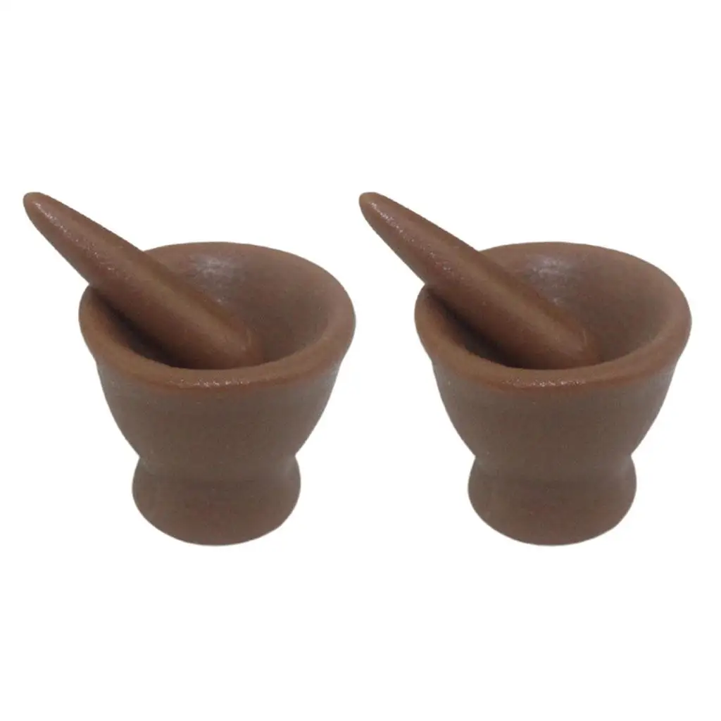 1/12 Dollhouse Ceramic Mortar And Pestle Set Garlic Spices Crusher