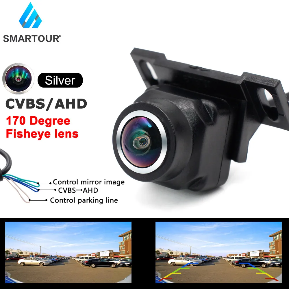 

Smartour HD Car Rear Front Side View Camera AHD CCD 170 Fisheye Silver Lens Night Vision Car Reversing Backup Universal Camera