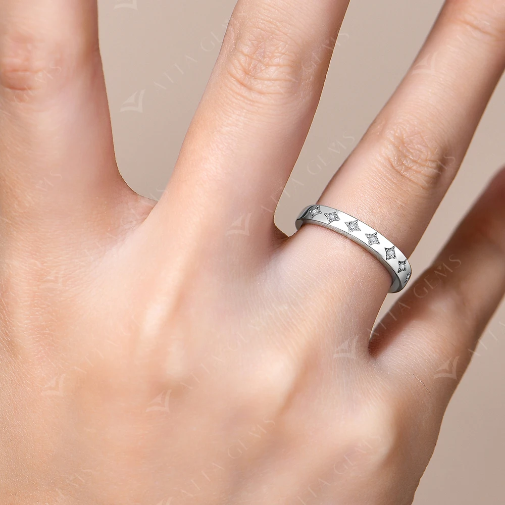 ATTAGEMS Lab Moissanite Diamond Rings for Women Star Wedding Band 925 Silver 18K White Gold Engagement Fine Jewelry Dropshipping 5