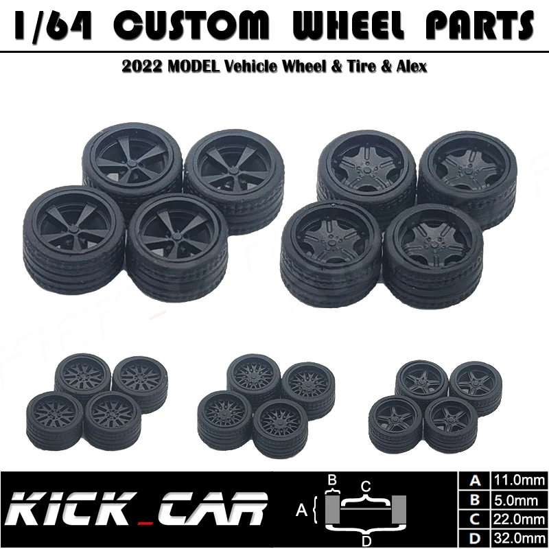 Xcartoys 1/64 Abs Wheels For Hotwheels Rubber Tire Assembly Rim Custom