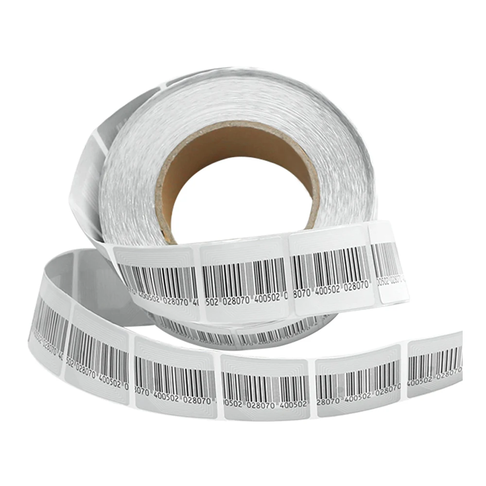 1000 Paper Security Labels 1.5 X 1.5 Inch RF 8.2Mhz White w/Fake Barcode Checkpoint Compatible &ndash; Effective Anti-Theft Labels