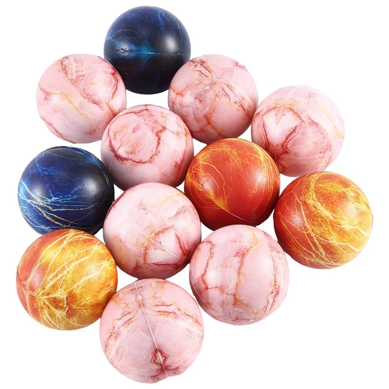 

12 шт. шарики для снятия стресса, шарики из пены, мраморные надувные шарики 5 см, случайный цвет, полиуретан, детские игрушки для снятия стресса