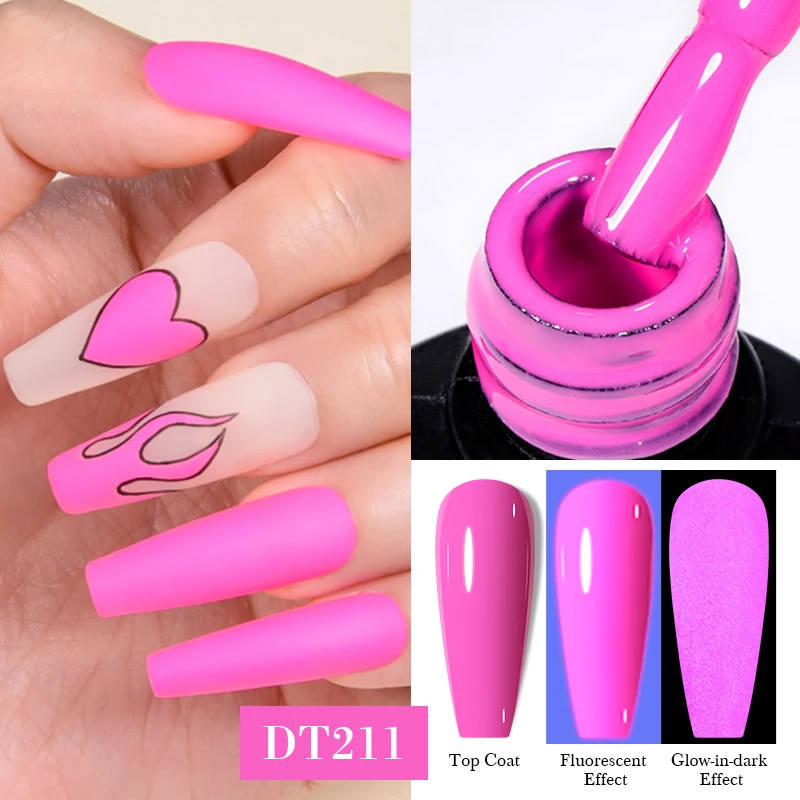 Vibrant Neon Gel Nail Polish Collection - Fluorescent Green, Red, and Yellow