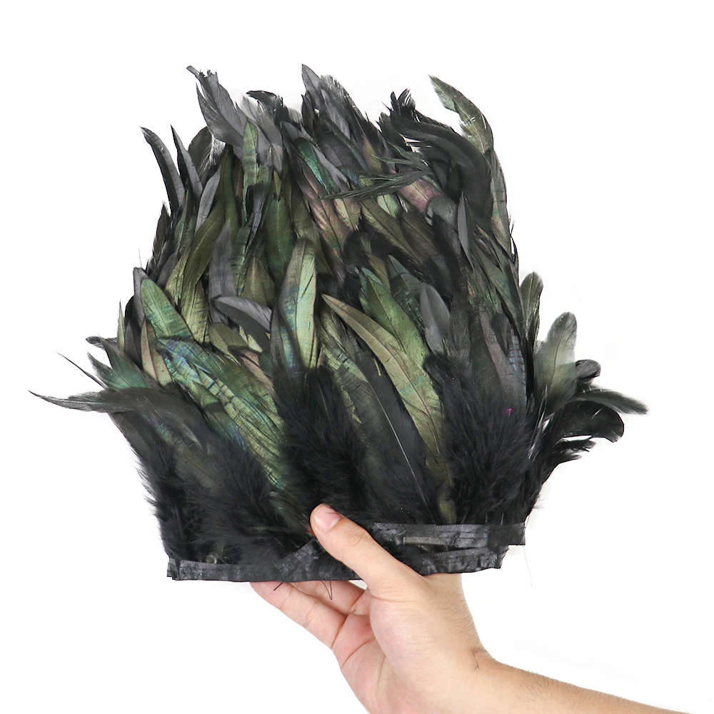 Description Picture 6 of item1M 2M 5M 10Meter Natural Rooster Feathers trim fringe 15-20cm Ribbon plumes For Craft ribbon fringe for skirt Party clothing