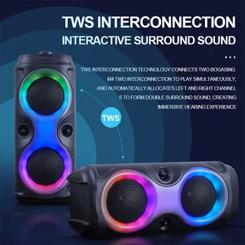 Wireless Column Big Power Stereo LED Portable Bluetooth 5.2 Dual Speaker Subwoofer Bass Party Speakers Family Karaoke USB 1