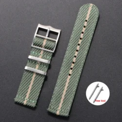 Nylon Canvas Quick Release Watch Strap - Versatile Military Sport Bracelet - 22mm (A - Green)