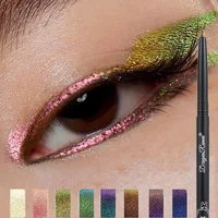 Crayon Gel Eyeliner Caméléon Imperméable Effet Chrome Brillant, Ombre à Paupières Scintillante Vert Doré Nacré pour Maquillage des Yeux Effet Silkworm 1