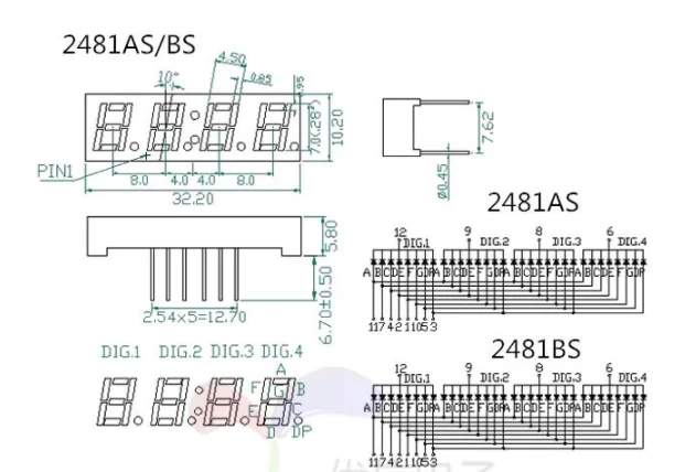 2-10 Stück 0,28 Zoll 0,28 Zoll LED-Anzeigetafel 7 Segment 1 Bit/2 Bit/3 Bit/4 Bit Uhr Ziffer Digitalröhre Rot Gemeinsame Kathode/Anode – Detail 4