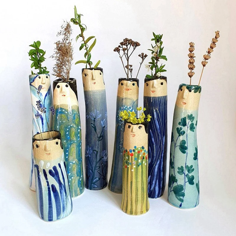 Bohemian Family Face Vase Handmade Resin Dried Flowers Home Decor Vase Crafts Bathroom Bookshelf Living Room Decoration 6