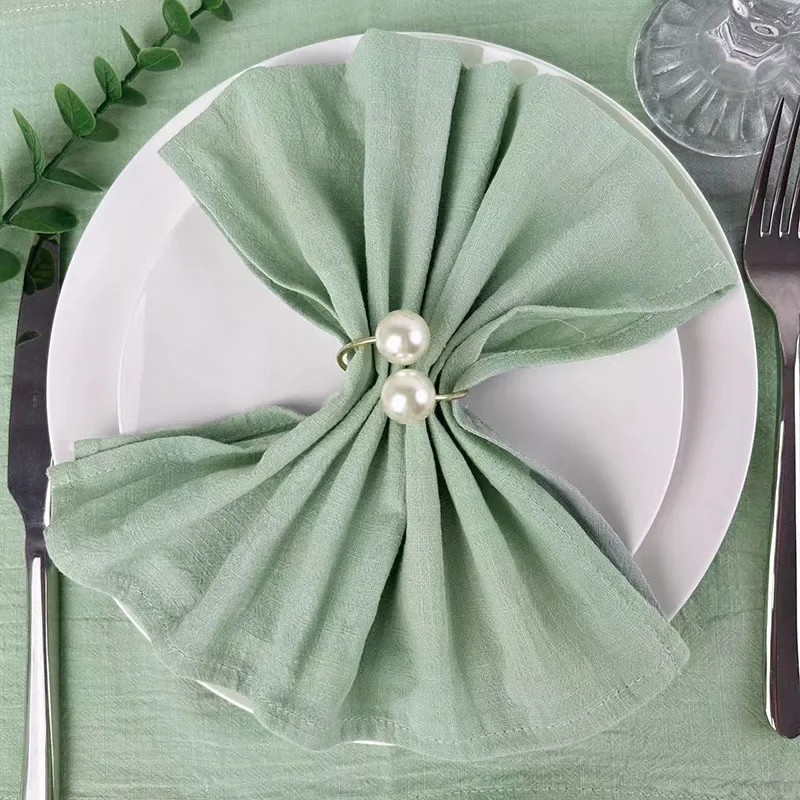 50pcs Napkins cotton Dinner Napkins 30x45cm Sage Green Rustic Table For Wedding Party Baby shower Table Decor