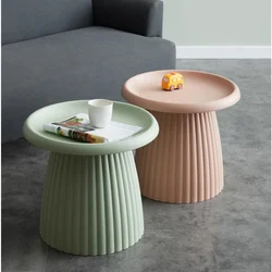Mesa de centro de plástico de Color a la moda, mesa de centro redonda de arte nórdico para sala de estar, sofá, mesa lateral, balcón, mesa redonda familiar