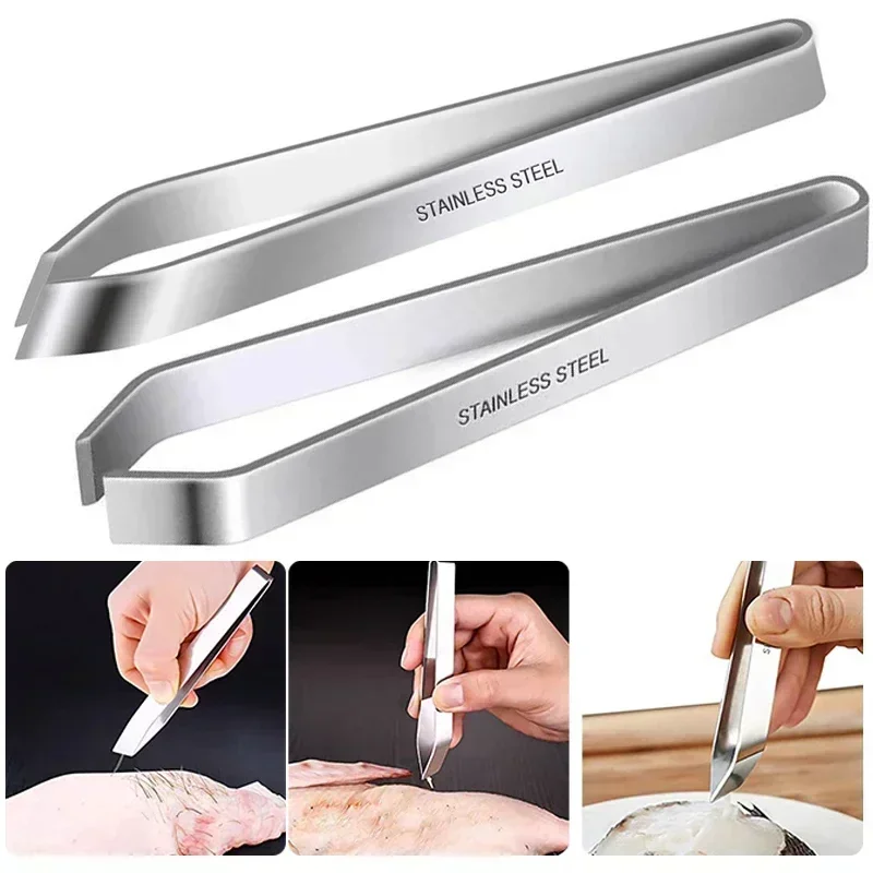 430 Stainless Steel Fish Bone Tweezers Pincer Clip Puller Remover Tongs Fish Bone Plucking Clamp Kitchen Gadgets Tools 1pcs fish bone tweezers kitchen tweezers