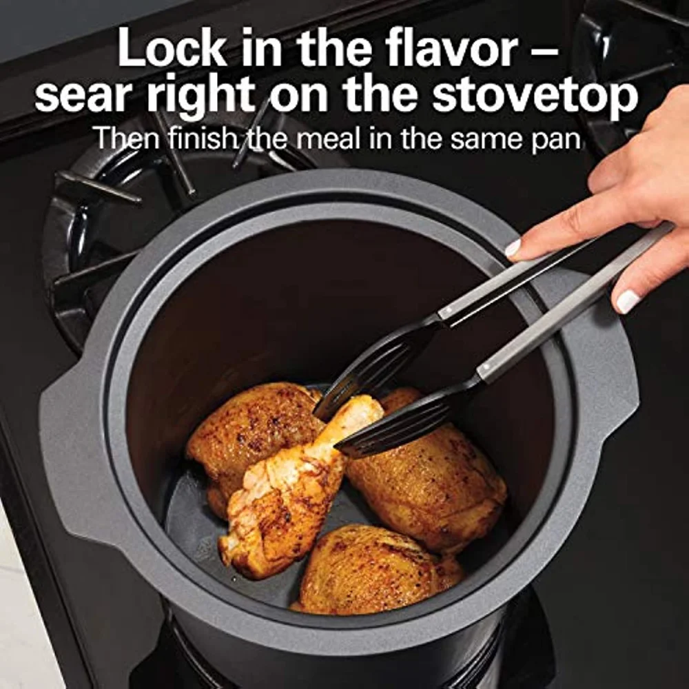 Sear & Cook Stock Pot Slow Cooker with Stovetop Safe Crock, Large