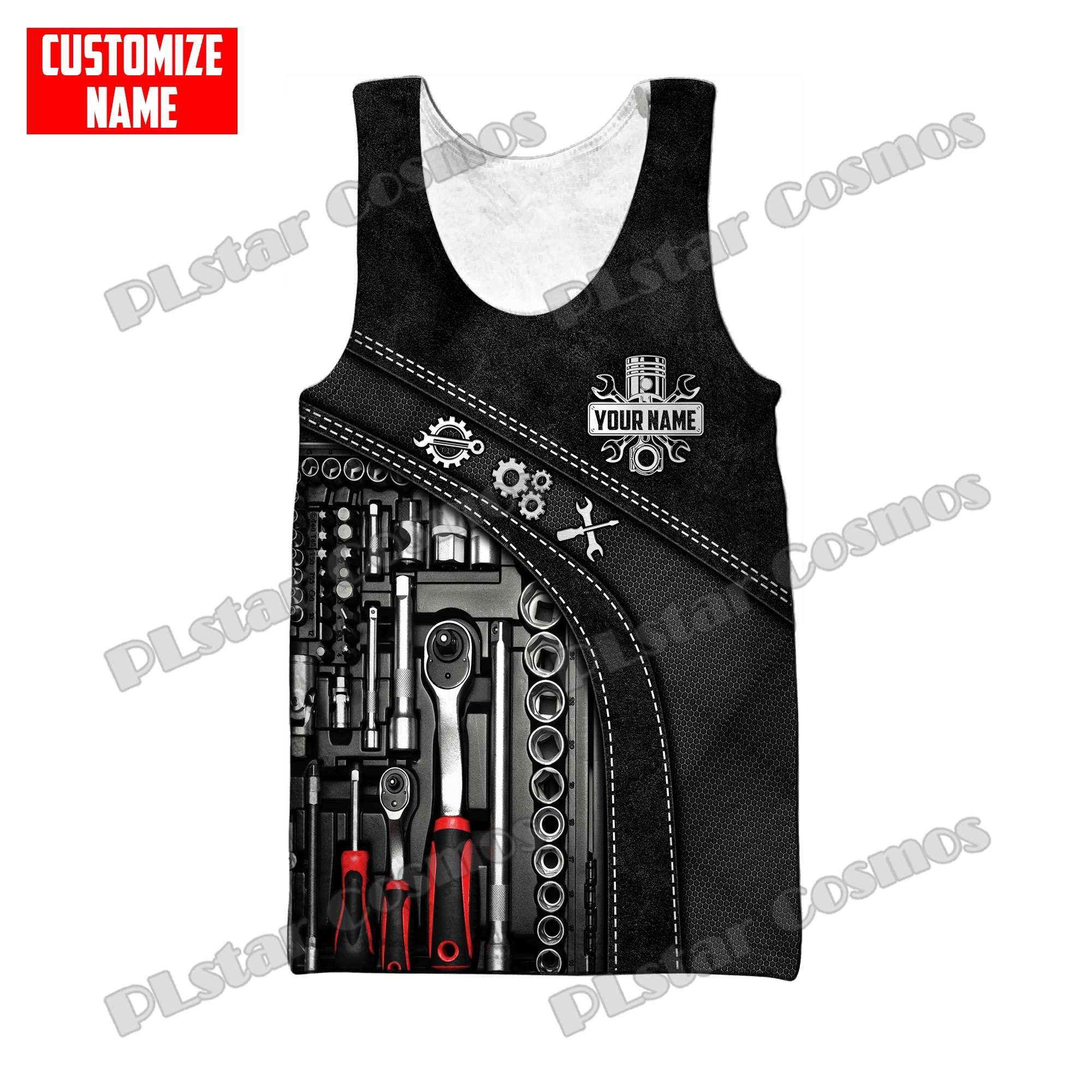 PLstar Cosmos Personalisierte Name Mechaniker 3D All Over Gedruckt Herrenmode Weste Sommer Unisex Harajuku Casual Tank Tops BXD30 – Detail 10