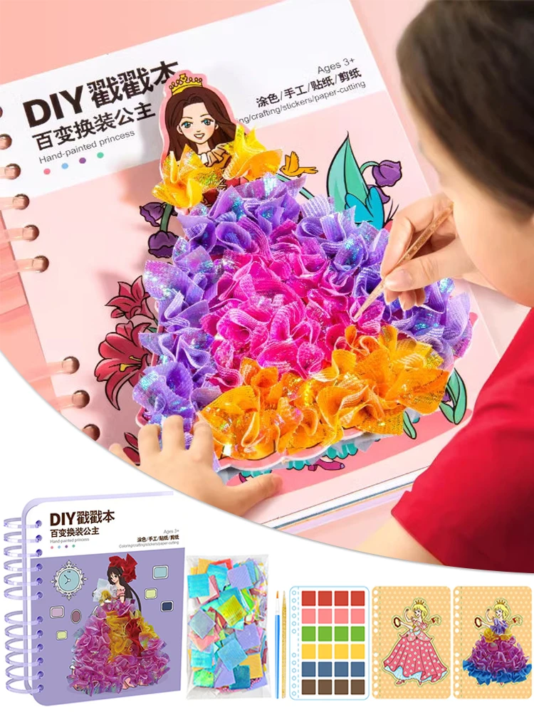 Fabric Art Frenzy DIY Puncture Painting Kits For Kids Kids Art Supplies  Princess Sticker Book Crafts For Kids Ages 4-8 - AliExpress