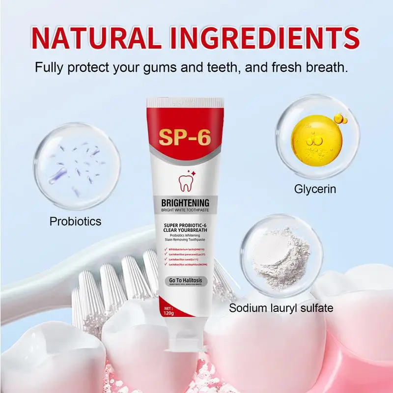 NEW Sp 6 Ultra Whitening Sp 6 Toothpaste Whitening Toothpaste-Probiotic Brightening Deep Cleaning Care