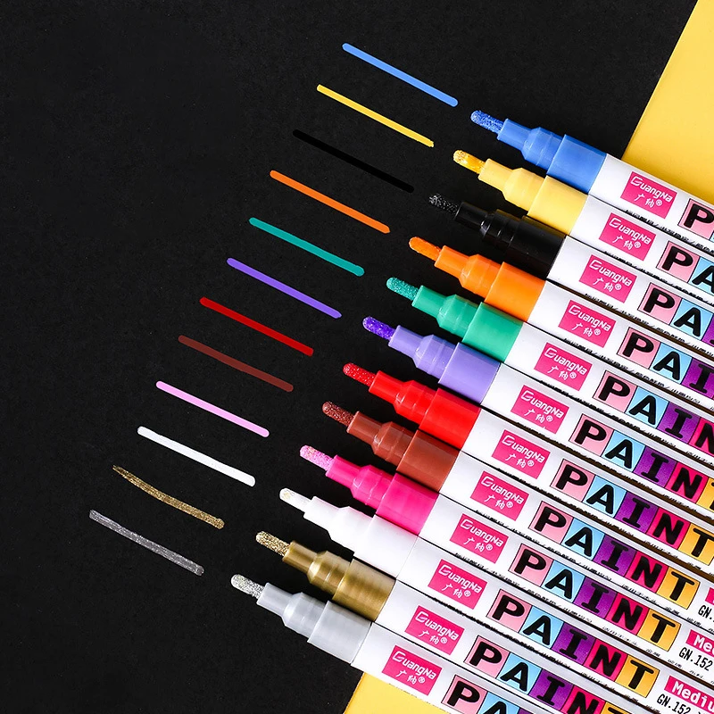 12 Colors Graffiti Markers Sets Art Pens For Glass Wood Cad Creative DIY Drawing Car Tyre Fill Photo Album Paint Brush Supplies customized product、sunglasses toys glass wall mounted sets and floor unique furniture ltd jewelry display showcase for jewelry