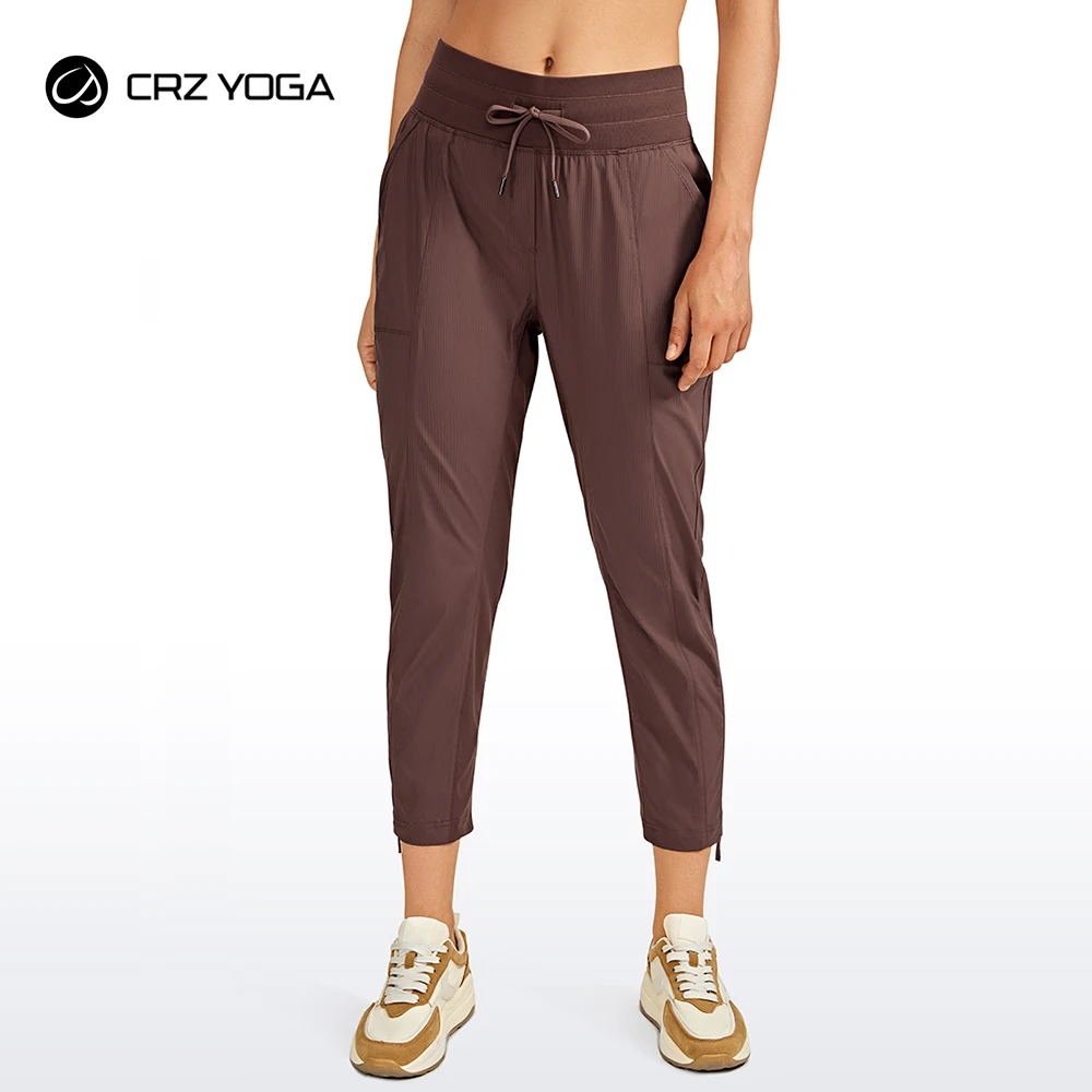 

CRZ YOGA Women Go to Stuido полосатые спортивные брюки на шнурке, Капри, тканые бегуны, походные брюки-карго-25 дюймов