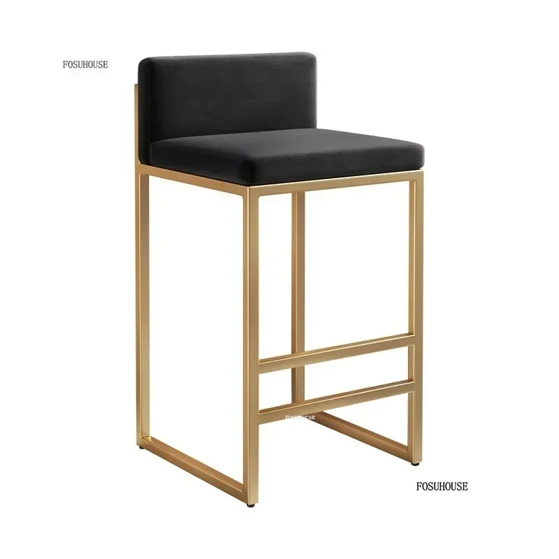 Nordic bar stools kitchen modern chairs reception soft minimalism single velvet bar stool living room indoor furniture