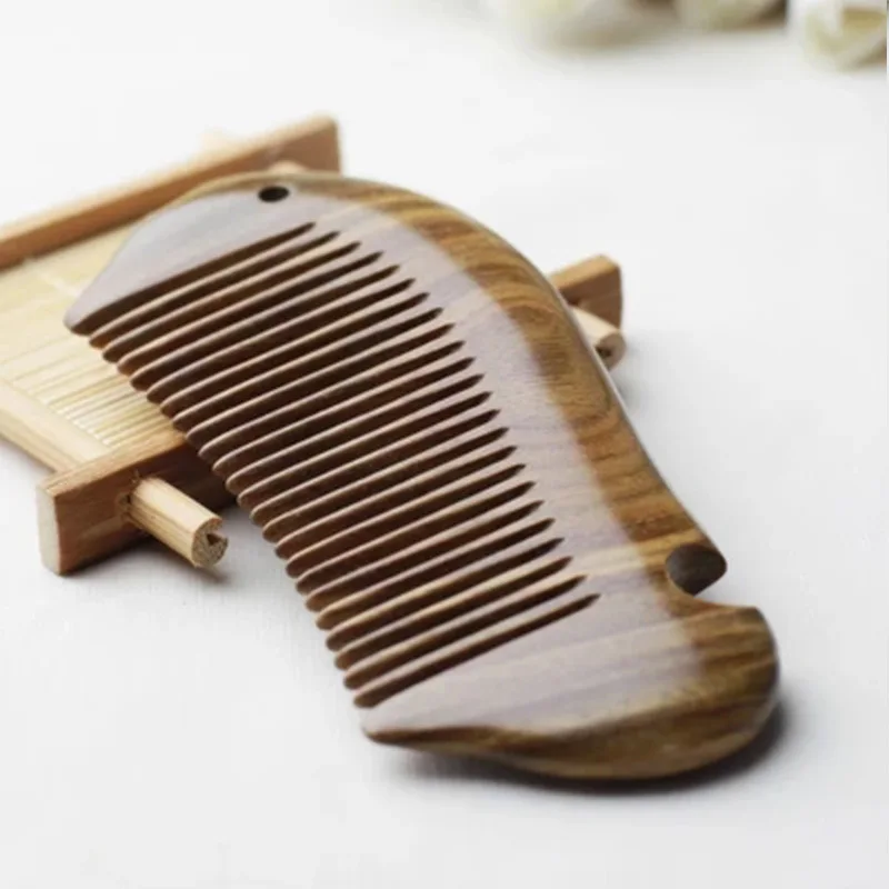 Green Sandalwood Comb 13cm Fish Comb Green Sandalwood Comb Supports Carving Anti-static Wood Comb 13*5.7*1.3cm