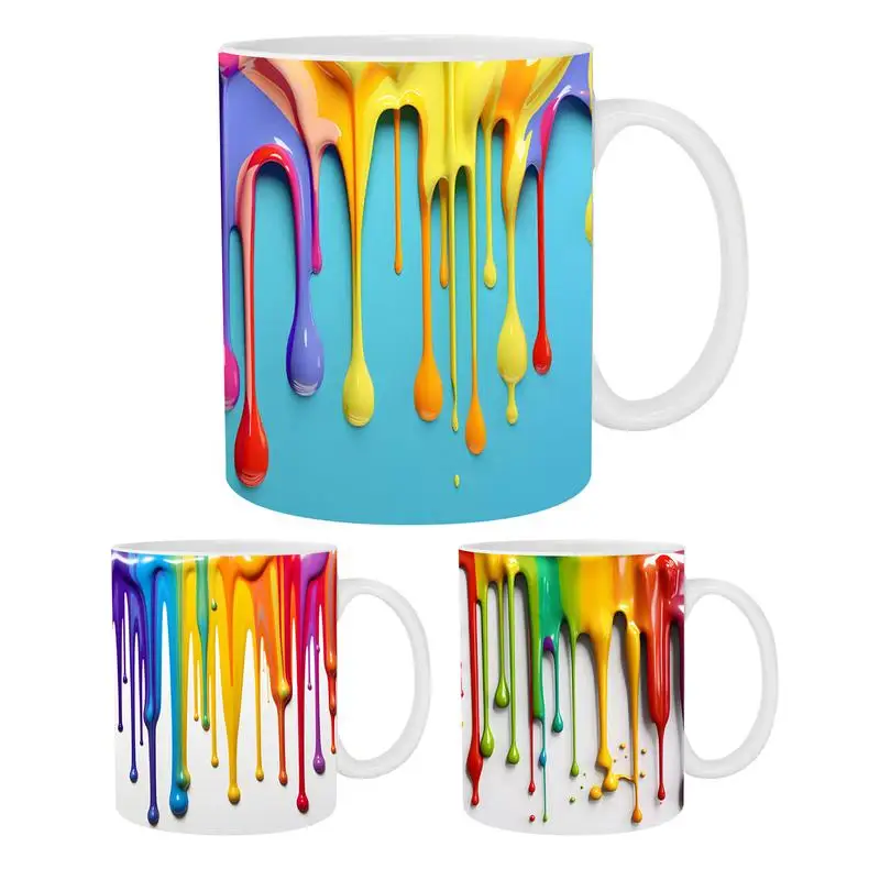 

Керамические кофейные кружки, чашка для кофе с молоком, красочные керамические зеркальные кофейные кружки, 3D визуальная Радужная керамическая чашка для молока