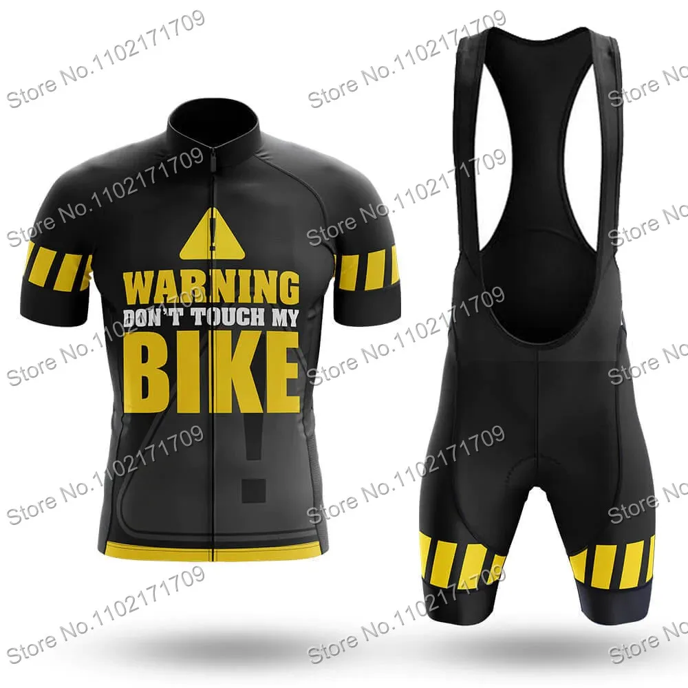 2022 패션 노란색 남성 사이클링 의류 세트 내 자전거를 만지지 마십시오 MTB Maillot 여름 도로 자전거 셔츠 정장 자전거 턱받이 반바지