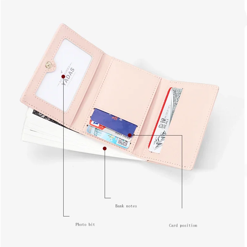 Creative Cartoon Luck Duck Design Women's Wallet PU Leather Bank Card Holder Kawaii Short Fold Wallets Cash Clip Women's Purses 3