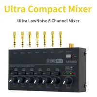 MIX600 Sound Mixer Stereo Audio Mixer Ultra Low Noise Line Mini Sound Mixer 6 Channel Ultra-compact Low-noise Stereo 2