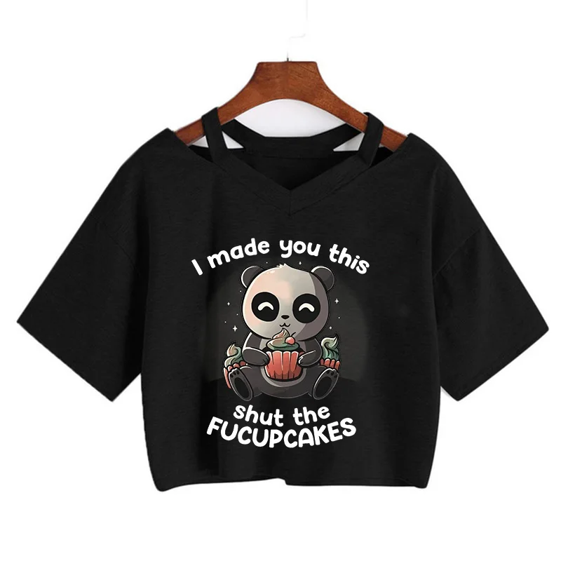 Kawaii Crop Tops for Girls Cute Korean Style T-shirt Women Panda Milk Tea Graphic T Shirt Cartoon Haruku Y2k Tee Tshirt111_voghion.com