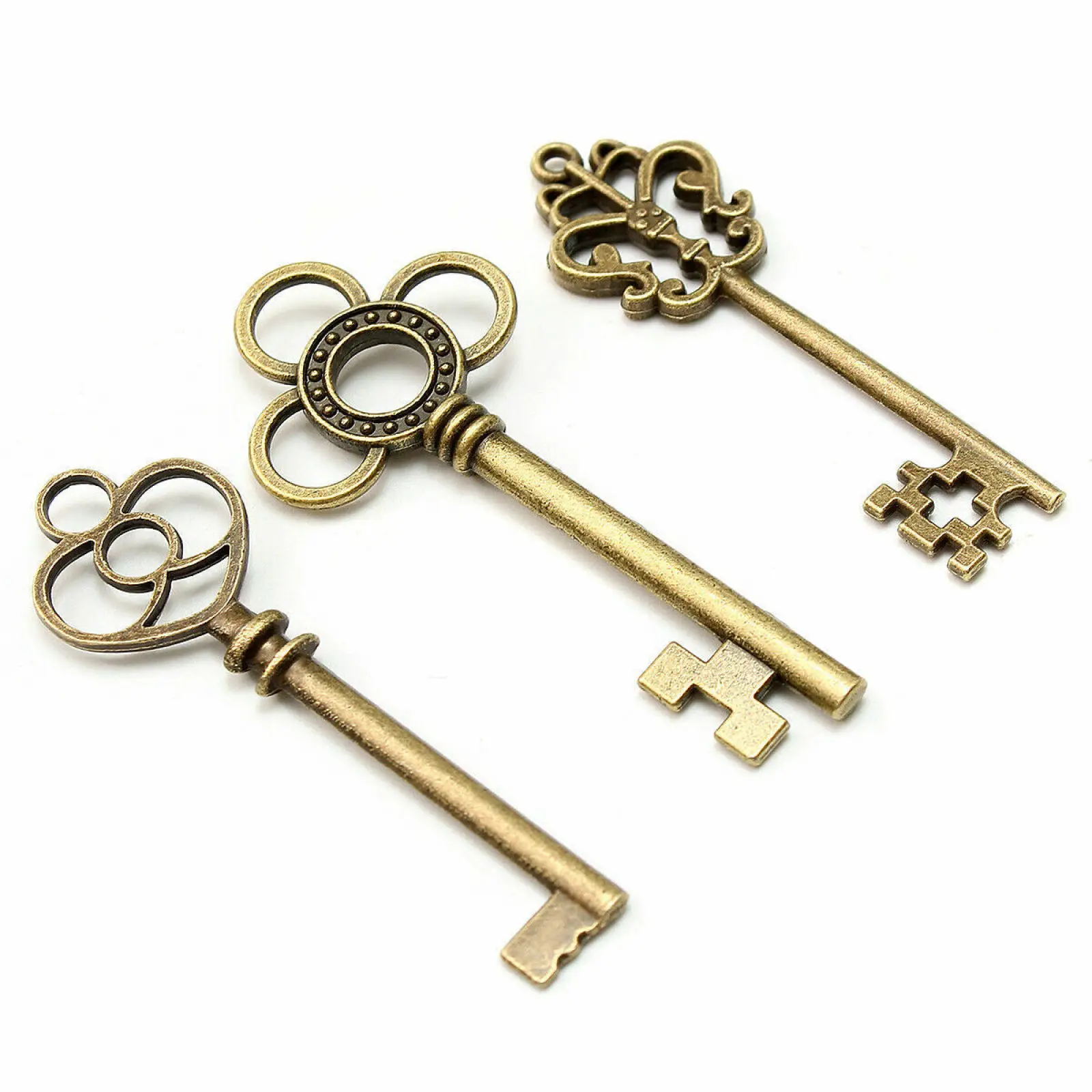 

30Pcs/lot Bronze Ornate Skeleton Keys Lot Antique Vintage Old Look Necklace Pendant Fancy Heart Decor DIY Craft Christmas Gifts