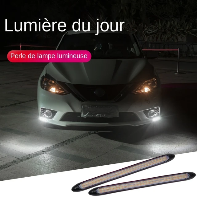 Feux de Jour pour Voiture, Clignotant DRL Étanche Jaune et Blanc, Bande  Universelle Séquentielle, 2 Pièces