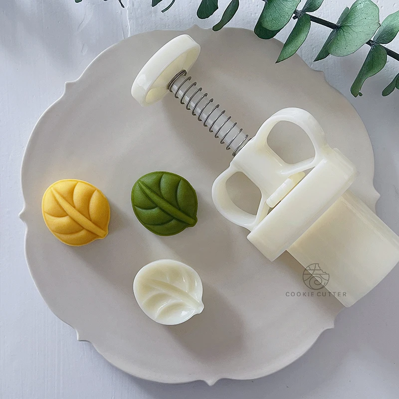 월병 과자 잎 모양의 3D 월병 금형 20g/50g, 손 압력 퐁당 과자 DIY 베이..