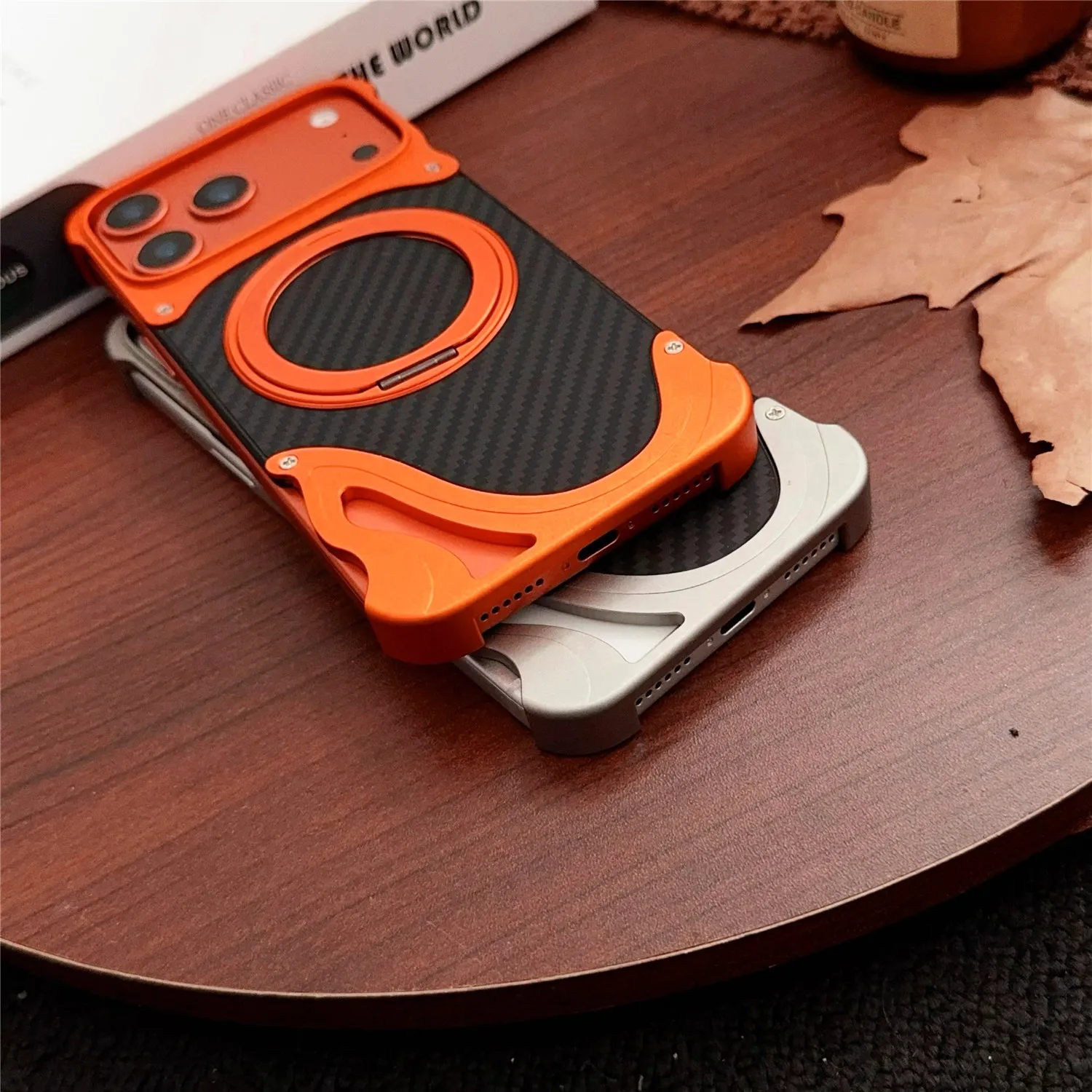 Premium Aluminum Shockproof Stand Cover with Magnetic Rotation Ring and Aramid Fiber