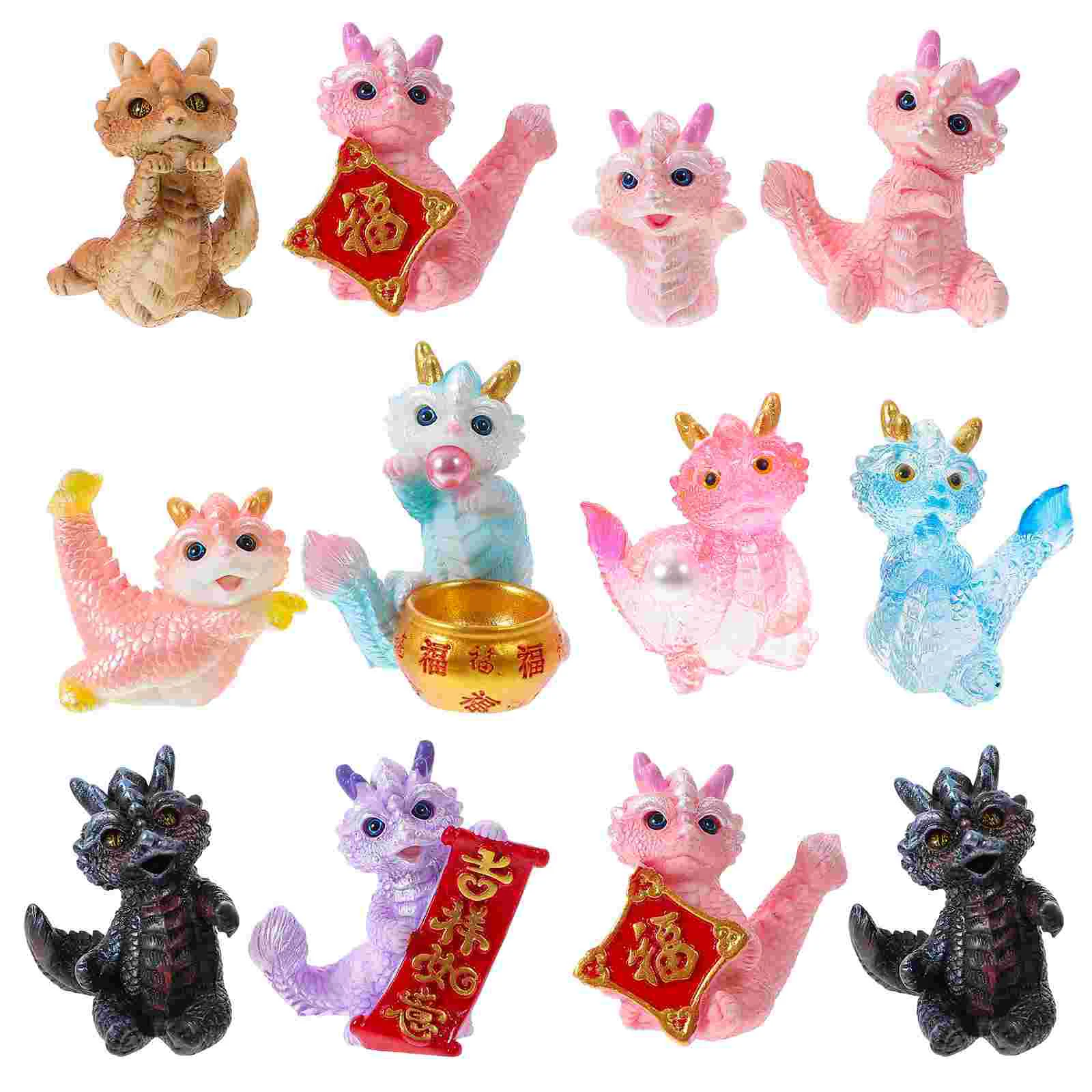 

Year of Dragon Cartoon Zodiac Dragon Figurine Resin DIY Mini Dragon Decoration
