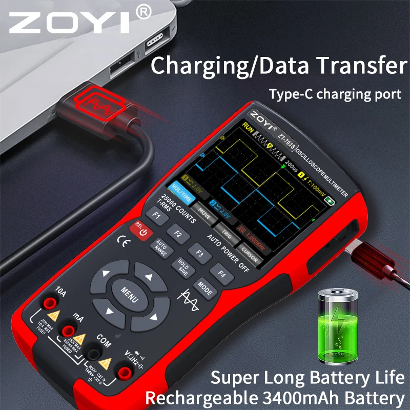 ZOYI Two-channel oscilloscope ZT-703S multifunction signal generator 3-in-1 high-precision electrician 2