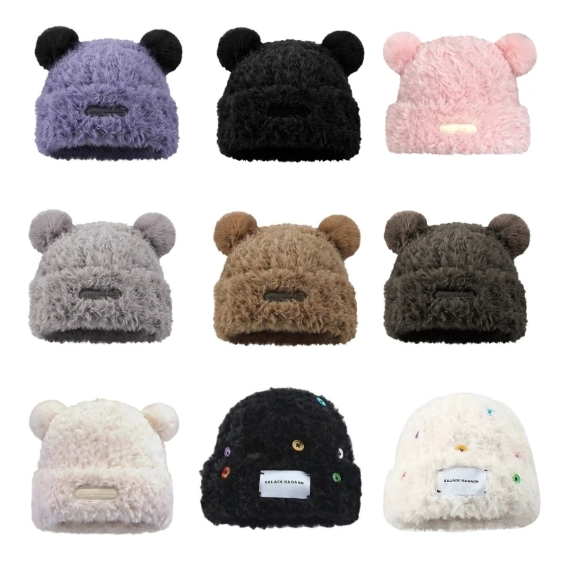 Bear Hat for Winter Furry Ears Beanie Plush Bear Superrr