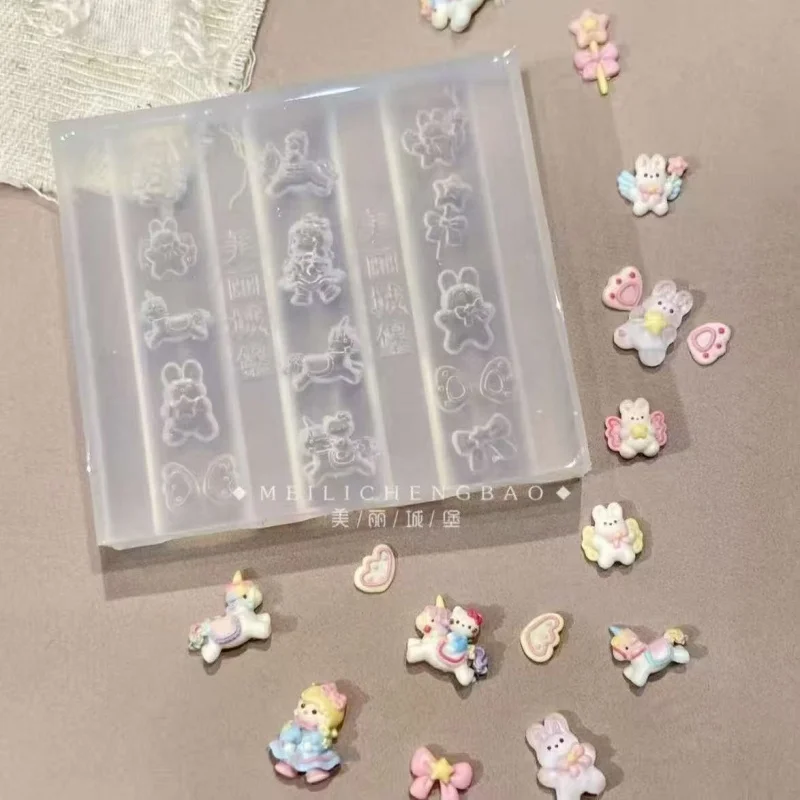 1pc 트로이안 유니콘 KT 젤리빈 3D 아크릴 네일 몰드 핸드 그레이빙 몰드 네일 아트 데코레이션 실리콘 네일 아트