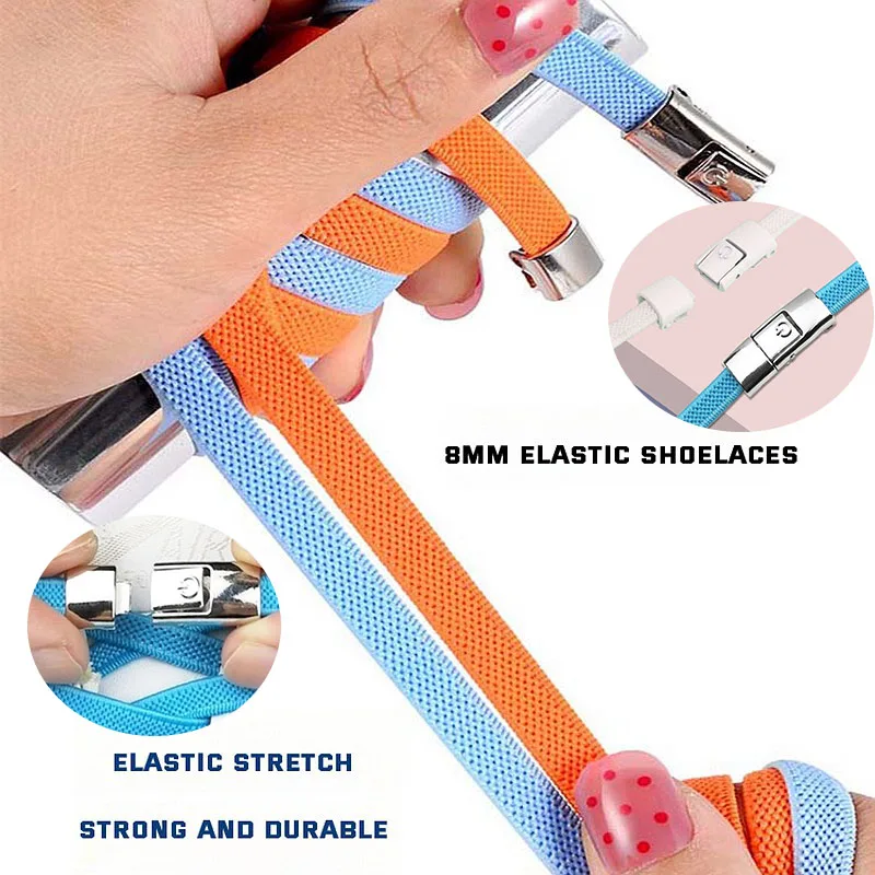No Tie Shoelaces Magnetic Press Lock Elastic Laces Sneaker Flat Shoe Laces For Shoes Kids Adult shoelaces without ties shoe laces elastic shoelaces elastic shoe laces