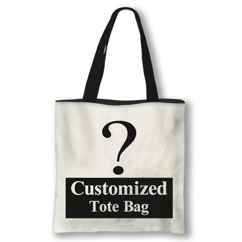 Personal Customize Women Tote Bag Linen Canvas DIY Hand Shoulder Bag