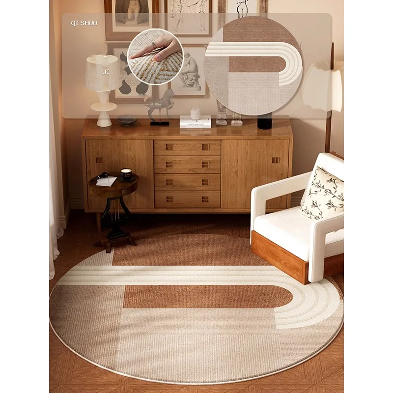Retro Simple Living Room Carpet Square Line Art Design Round Bedroom Rug Home Decoration Sofa Coffee Table Mat 러그 Ковер Alfombra