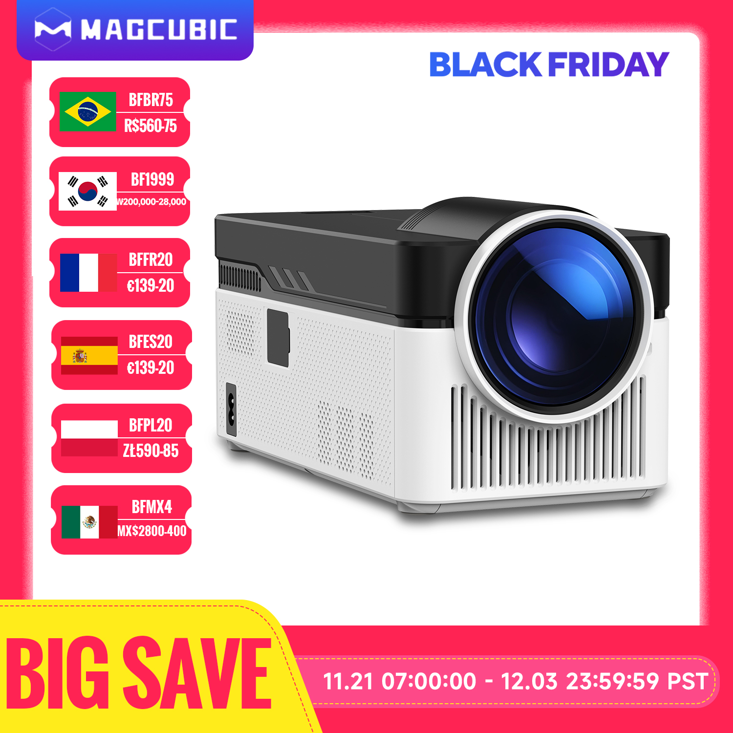 Magcubic Ultra Short Throw HY450 Projector with Auto Offset 8K 4K 1080P 900ANSI BT5.4 Electronic Focus WiFi6 AllwinnerH716 Voice