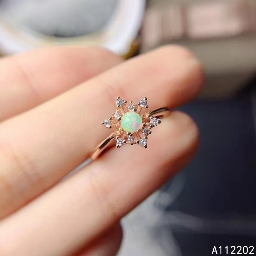 

Vintage Popular Natural Opal Ring 925 Sterling Silver Inlaid Women's Gemstone Ring Snowflake Bridal Wedding Engagement Party Gif