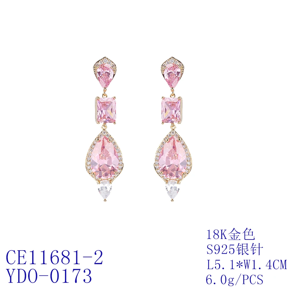 Pretty Cubic Zircon Drop Earrings for Wedding,Dangle Bridal Earring for, Women Girl Gatherings Jewelry Accessories CE11681