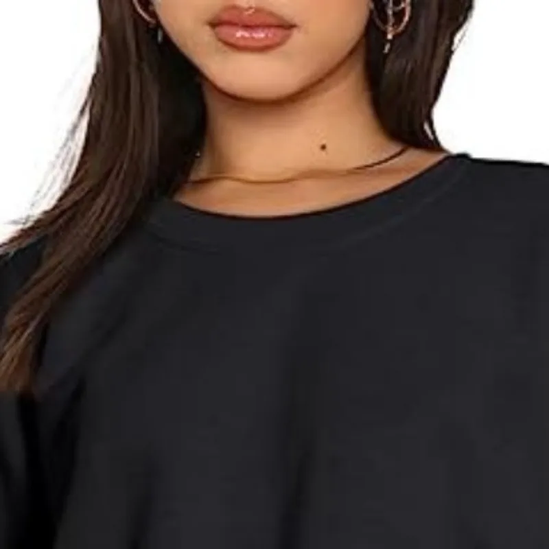 2023 Autumn and Winter Round Neck Pullover Solid Color Combination Loose Casual Fashion Elegant Commuter Long Sleeve Top
